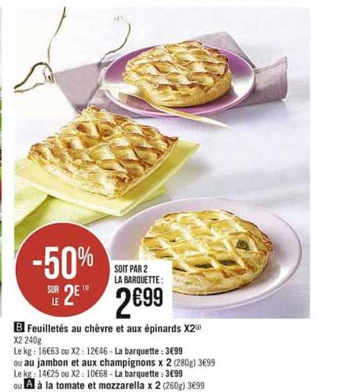 Feuilletés Au Chèvre Et Aux épinards X2 -50% Sur Le 2e
