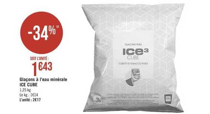 glaçons à l'eau minérale ice cube
