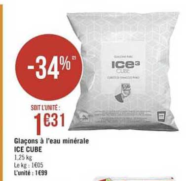 glaçons à l'eau minérale ice cube