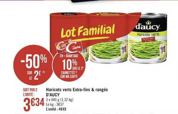 Haricots Verts Extra Fins & Rangés D'aucy -50% Sur Le 2e