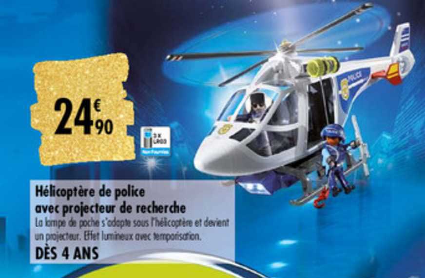 hélicoptère de police avec projecteur de recherche