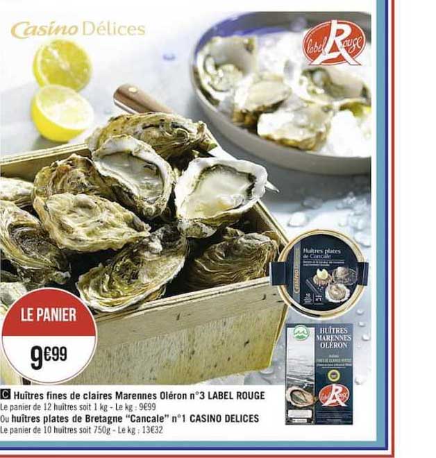 huîtres fines de claires marennes oléron n°3 label rouge