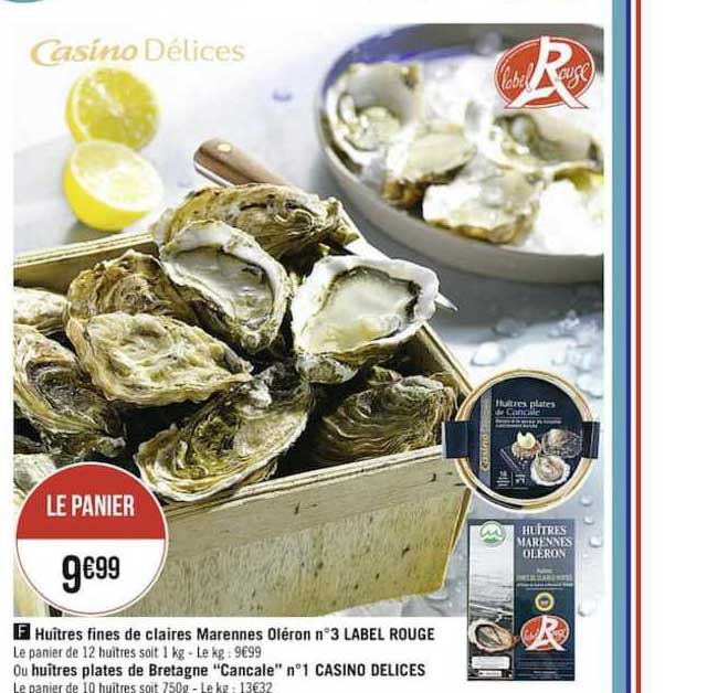 huîtres fines de claires marennes oléron n°3 label rouge