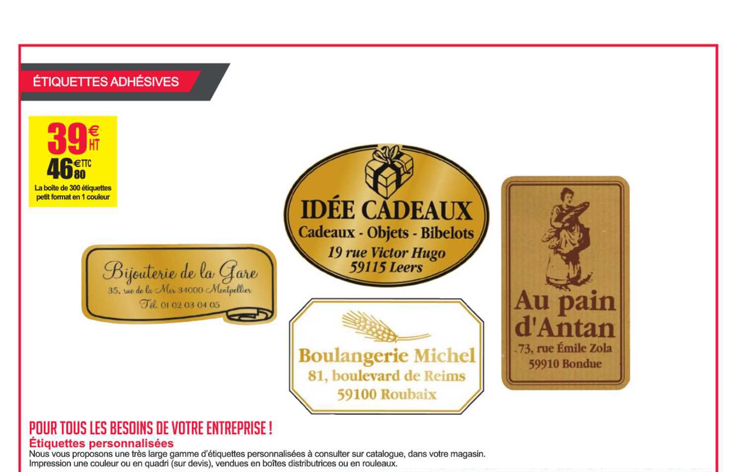 la boîte de 300 étiquettes petit format en 1 couleur