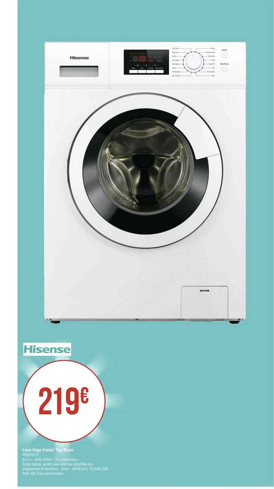 Lave Linge Frontal 7kg Blanc Hisense