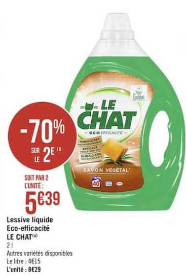 lessive liquide eco efficacité le chat -70% sur le 2e