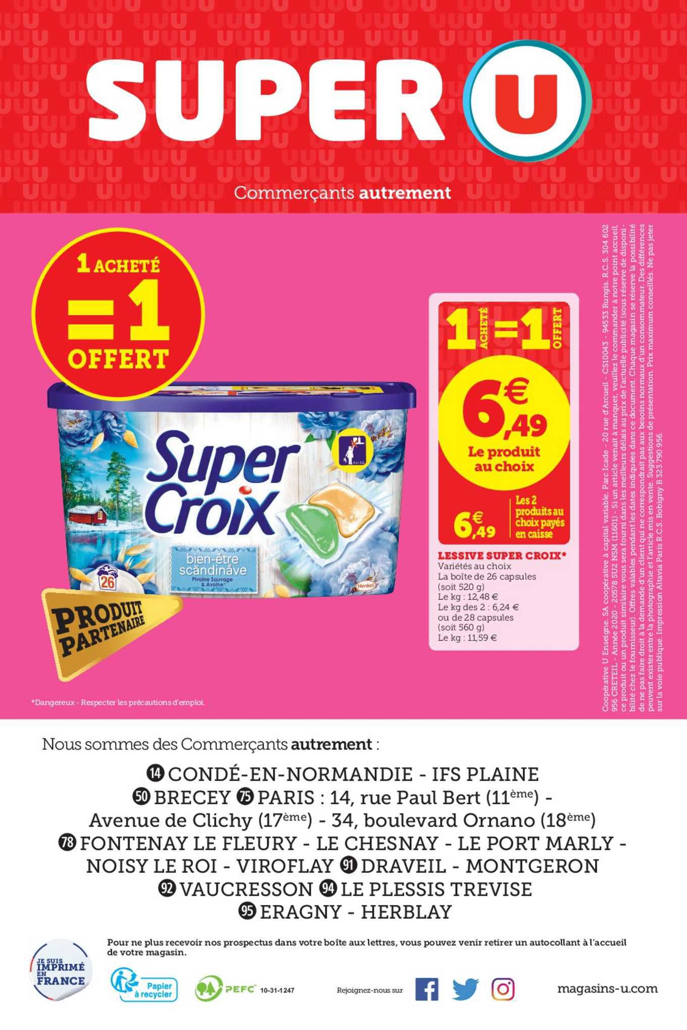 lessive super croix 1 achetée = 1 offert