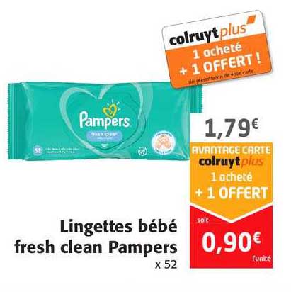 Lingettes Bébé Fresh Clean Pampers 1 Acheté + 1 Offert