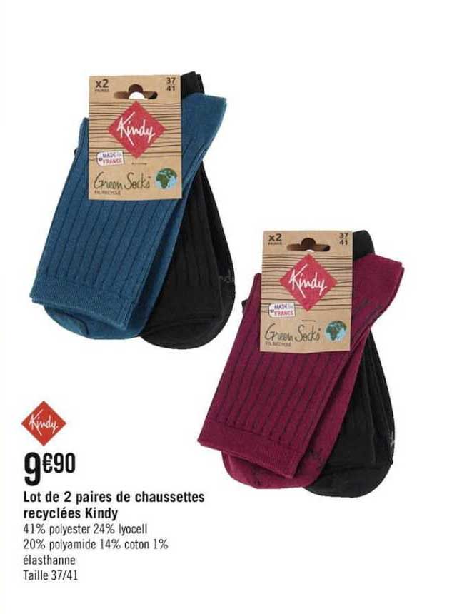 lot de 2 paires de chaussettes recyclées kindy