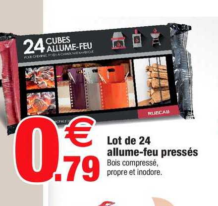 lot de 24 allume feu pressés