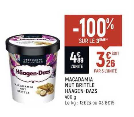 macadamia nut brittle häagen dazs -100% sur le 3ème