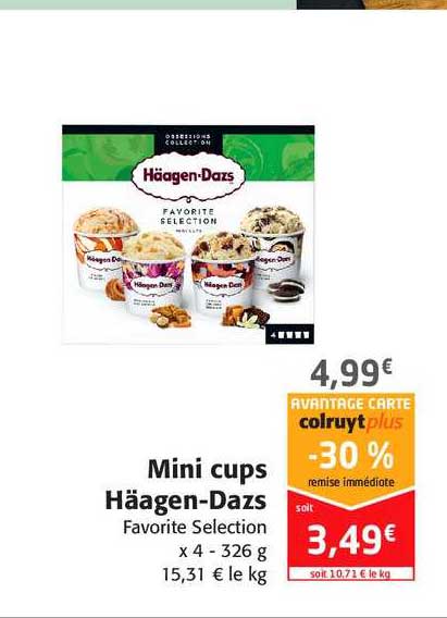 mini cups häagen dazs -30% remise immédiate