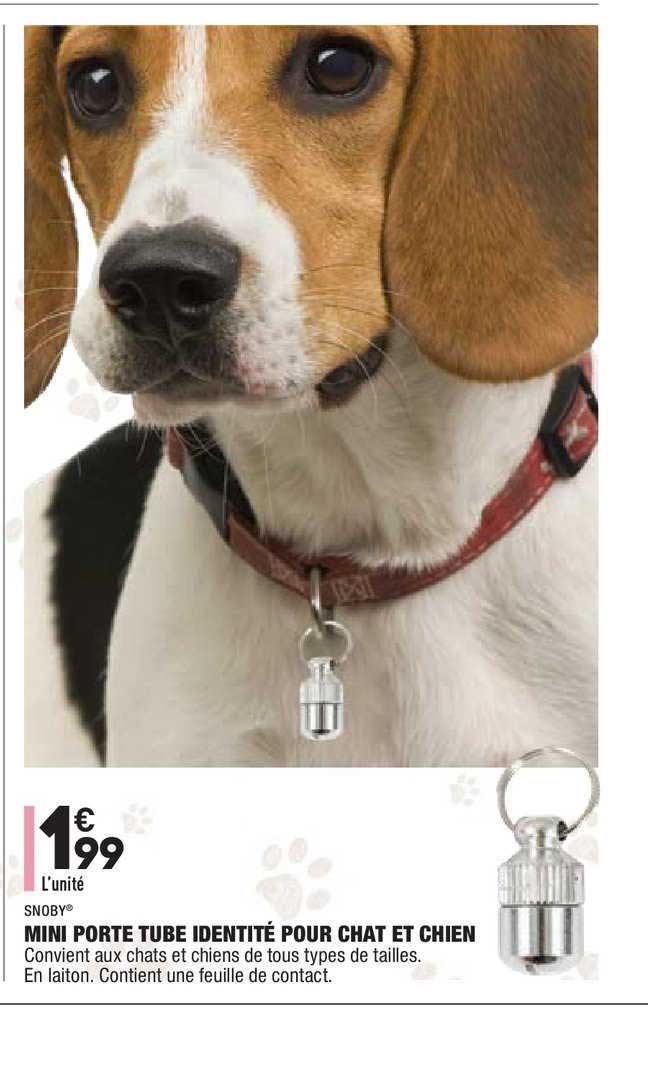 mini porte tube identité pour chat et chien snoby
