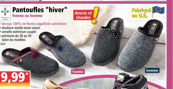 pantoufles hiver femme ou homme cal