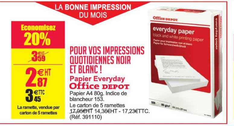 papier a4 80g. indice de blancehur 153.