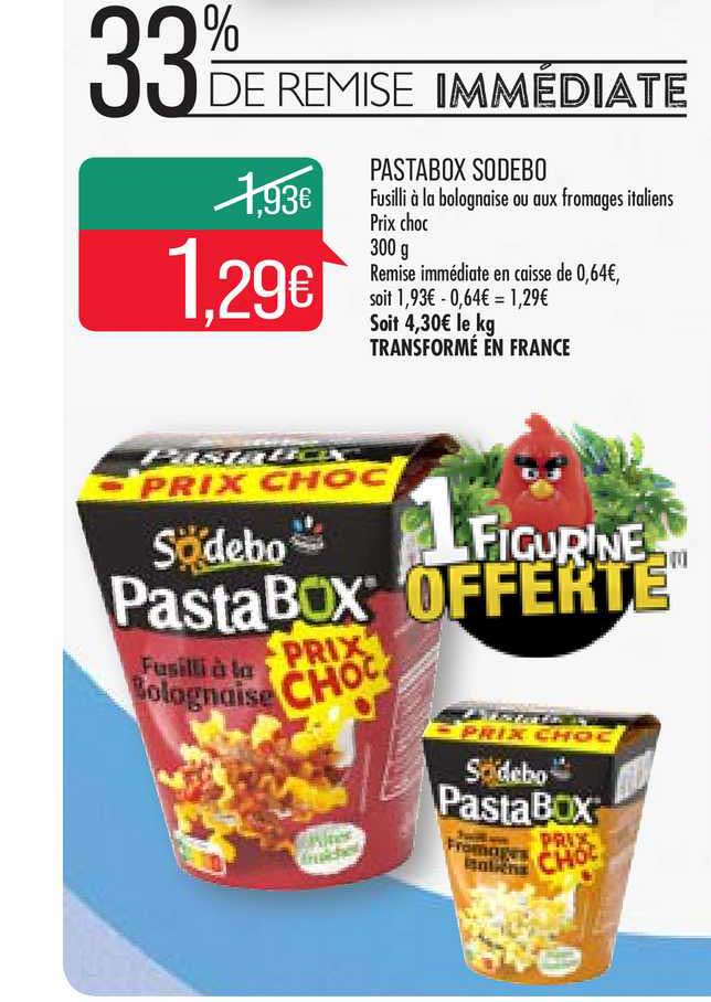 Pastabox Sodebo 33% Remise Immédiate