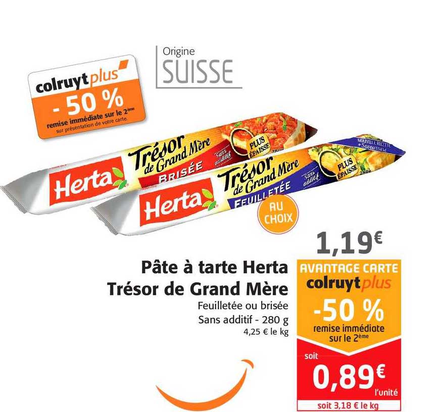Pâte à Tarte Herta Trésor De Grand Mère -50% Remise Immédiate Sur Le 2ème