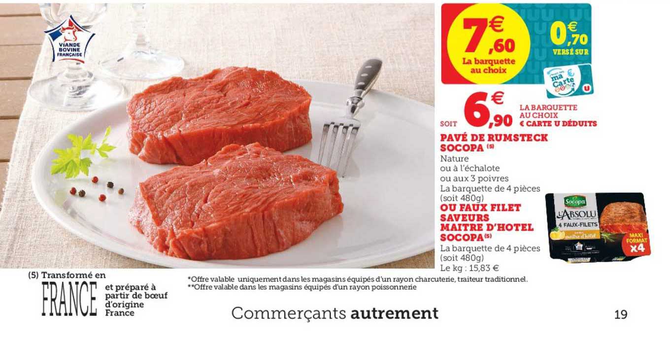 pavé de rumsteck socopa ou faux filet saveurs maître d'hotel socopa