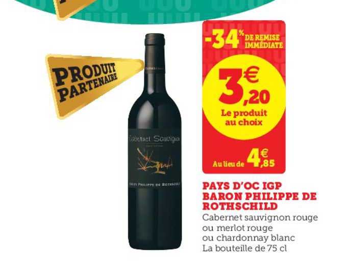 pays d'oc igp baron philippe de rothschild -34% remise immédiate