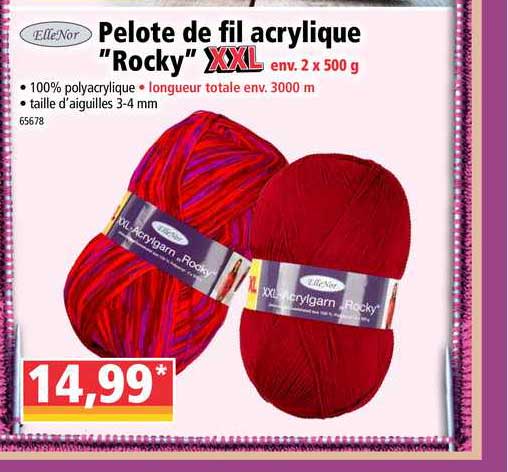 pelote de fil acrylique rocky xxl ellenor