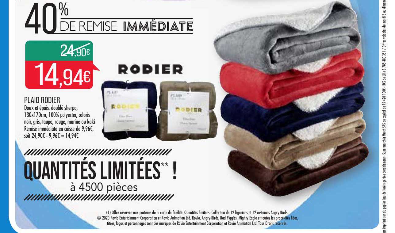 plaid rodier 40% remise immédiate