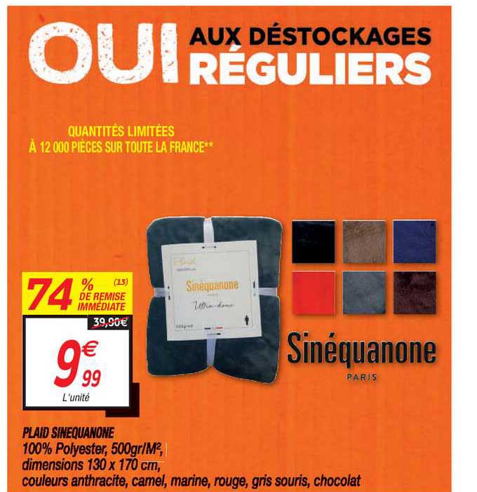 plaid sinéquanone 74% remise immédiate