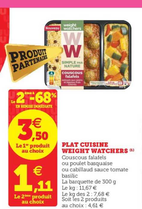 plat cuisiné weight watchers le 2ème à -68% en remise immédiate
