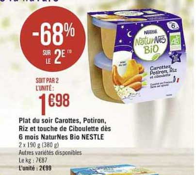 plat du soir carottes potiron riz et touche de ciboulette dès 6 mois naturnes bio nestlé