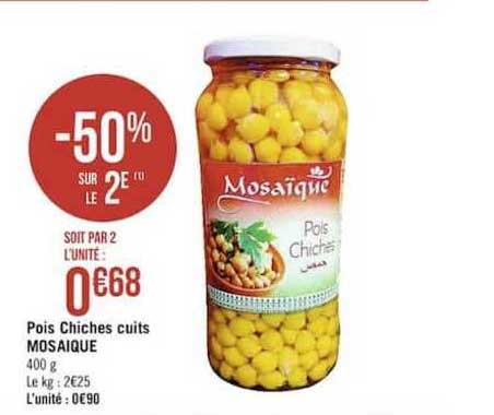 Pois Chiches Cuits Mosaïque -50% Sur Le 2e