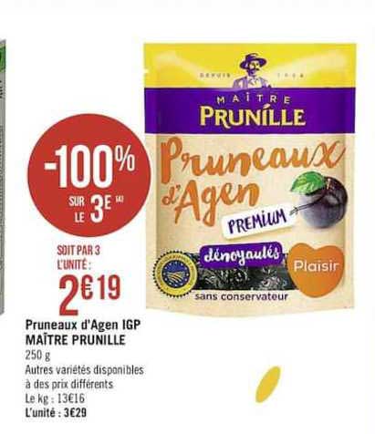 pruneaux d'agen igp maître prunille -100% sur le 3e