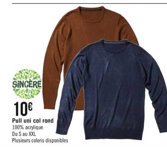 pull uni col rond sincère
