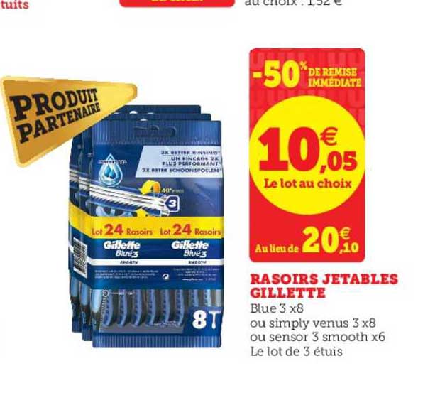 Rasoirs Jetables Gillette -50% Remise Immédiate