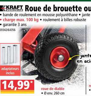 roue de brouette ou diable anti crevaison kraft werkzeuge