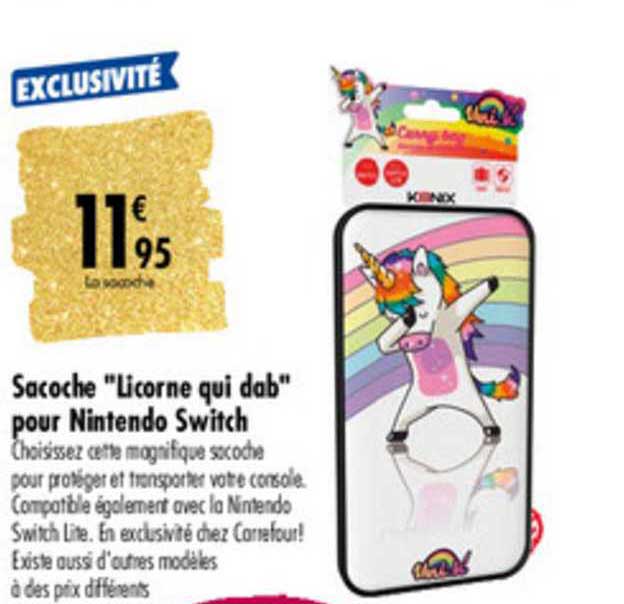 sacohe licorne qui dab pour nintendo switch