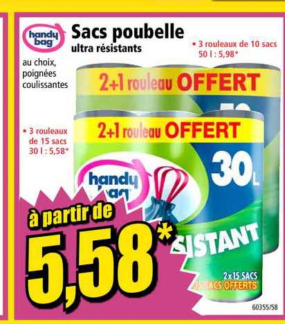 sacs poubelle ultra résistants handy bag