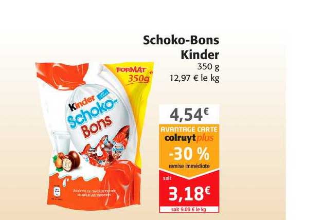 Schoko Bons Kinder -30% Remise Immédiate