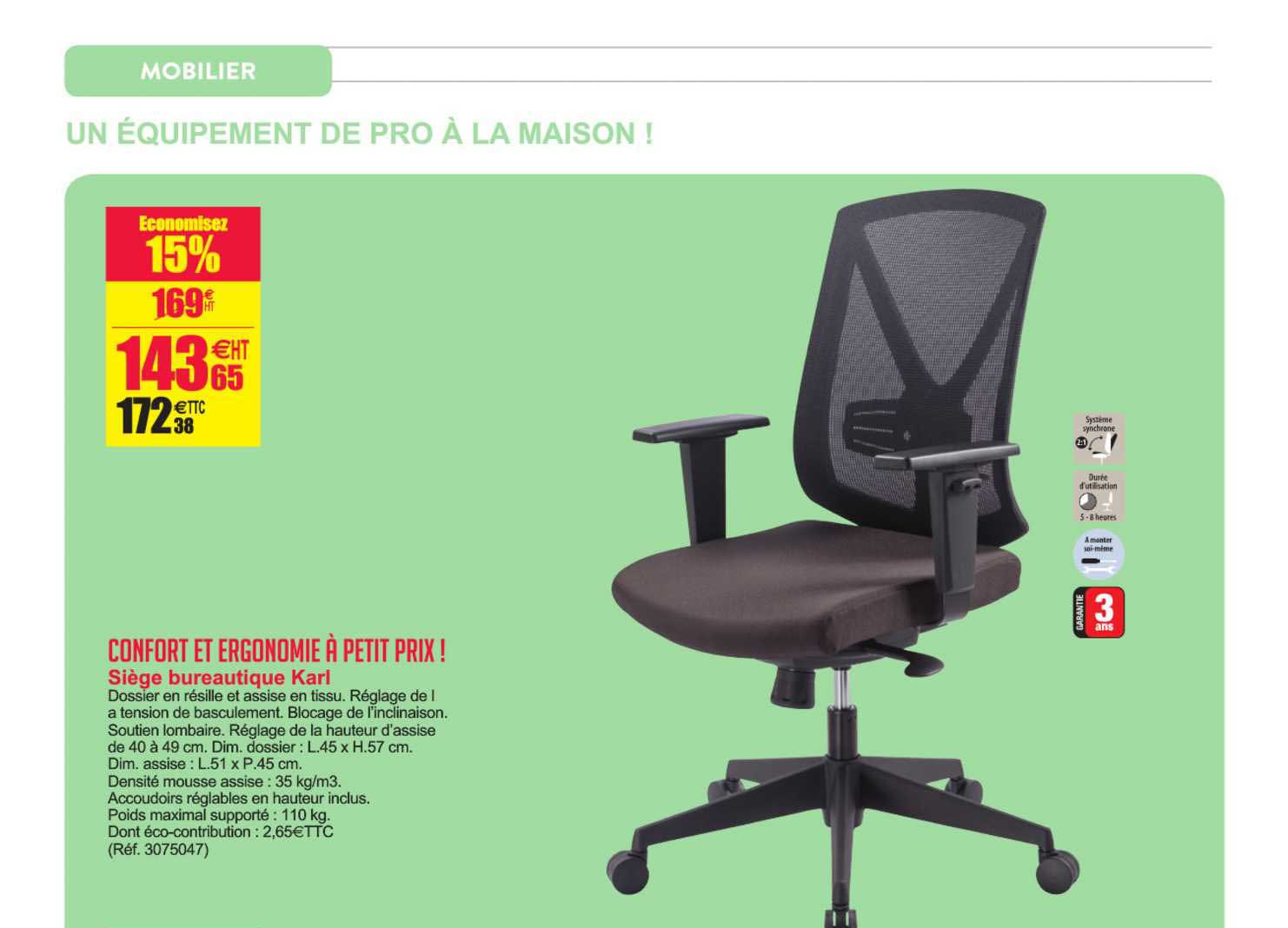 Siège Bureautique Karl