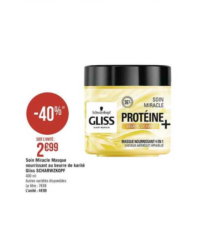 Soin Miracle Masque Nourrissant Au Beurre De Karité Gliss Scharwzkopf