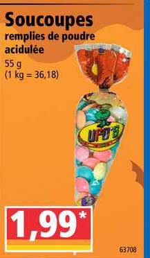 soucoupes remplies de poudre acidulée