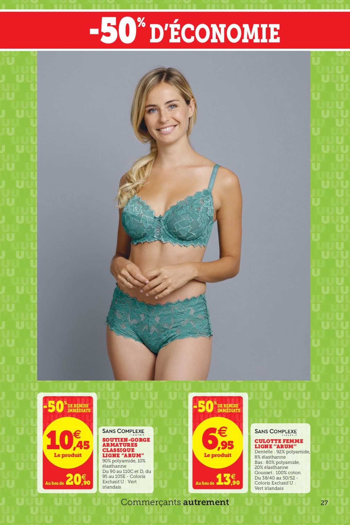 soutien gorge armatures classique ligne arum culotte femme ligne arum