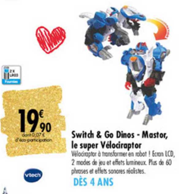 switch & go dinos mastor le super vélodraptor