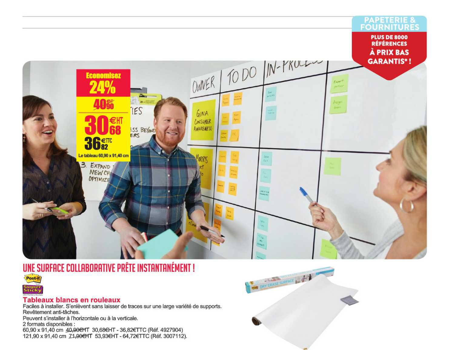 tableaux blancs en rouleaux post it super sticky