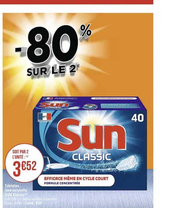tablettes lave vaisselle sun classic -80% sur le 2e