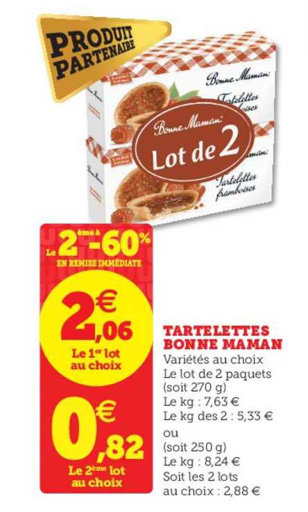 tartelettes bonne maman le 2ème à -60% en remise immédiate