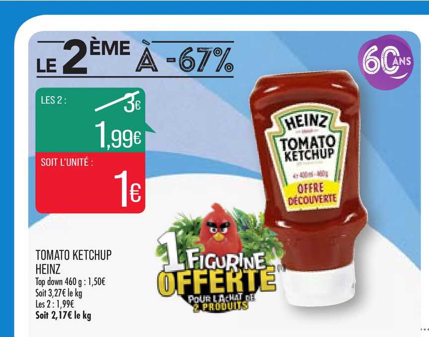 tomato ketchup heinz le 2ème à -67%