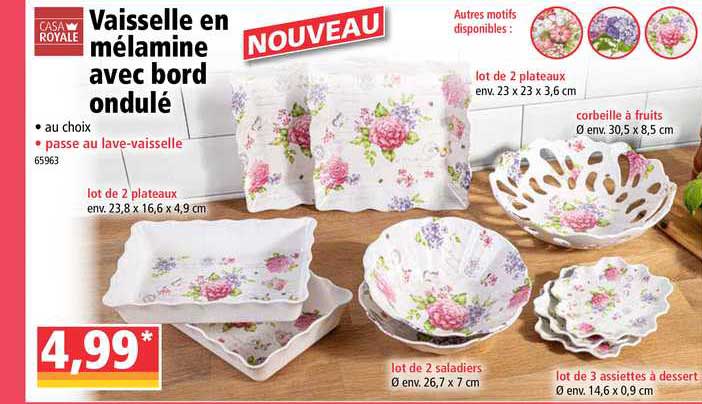 vaisselle en mélamine avec bord ondulé casa royale