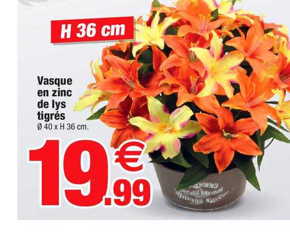 vasque en zinc de lys tigrés