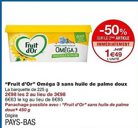 "fruit D'or" Oméga 3 Sans Huile De Palme Doux