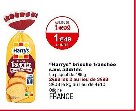 "harrys" Brioche Tranchée Sans Additifs