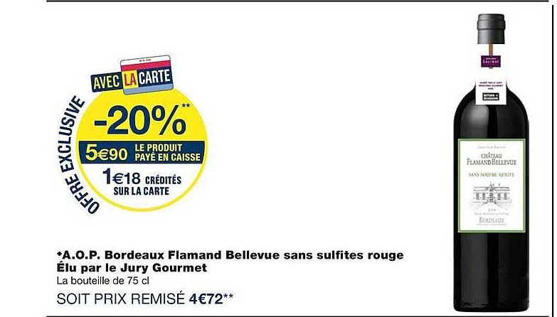 a.o.p. bordeaux flamand bellevue sans sulfites rouge élu par le jury gourmet